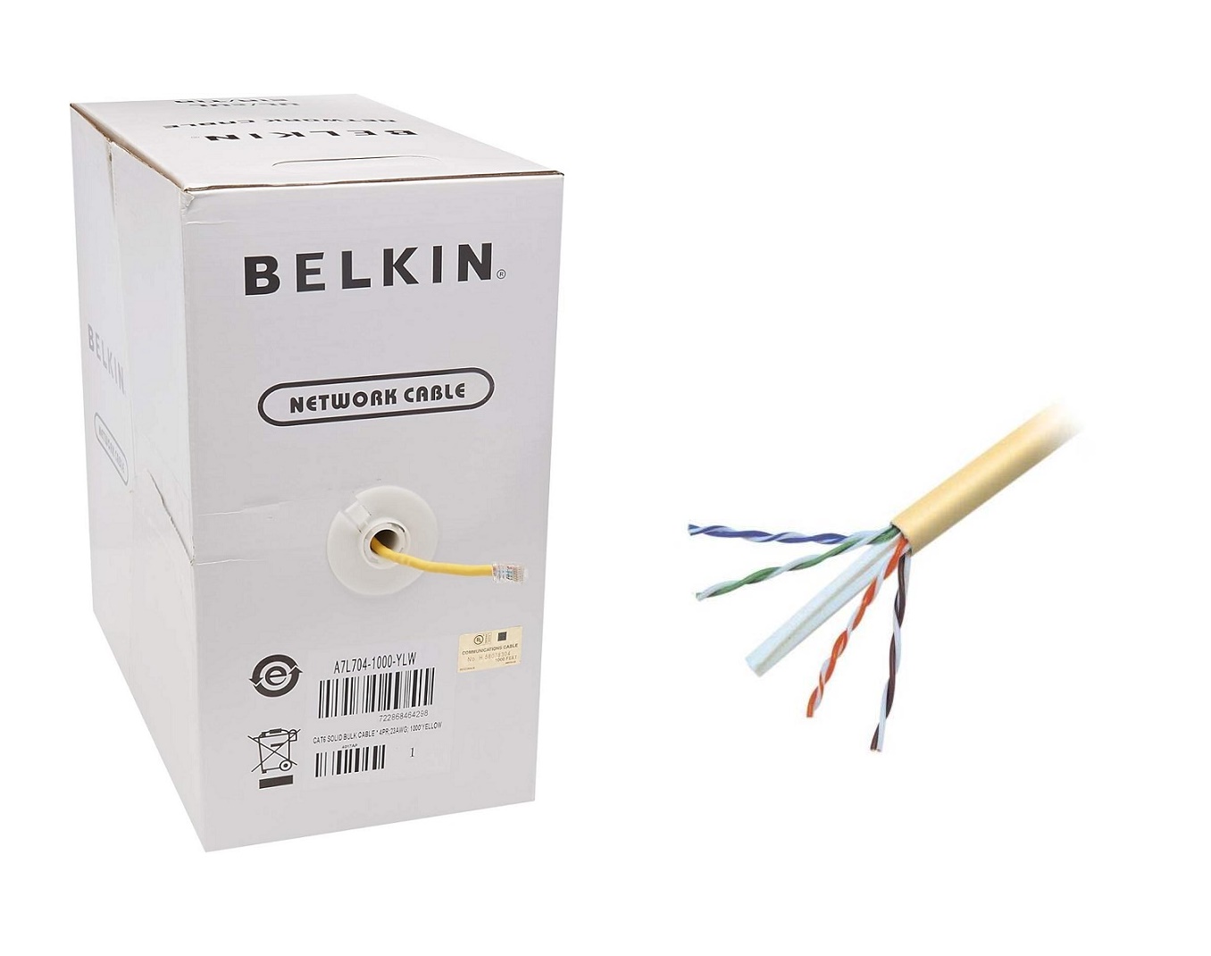 Belkin CAT6 Network Cable Yellow 1000ft A7L704-1000-ORG-YLW A7L704-1000-YLW