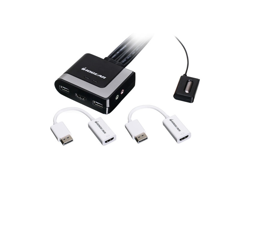 IOGear 2-Ports HD and DisplayPort Cable KVM Kit With Audio GCS62HDPKIT