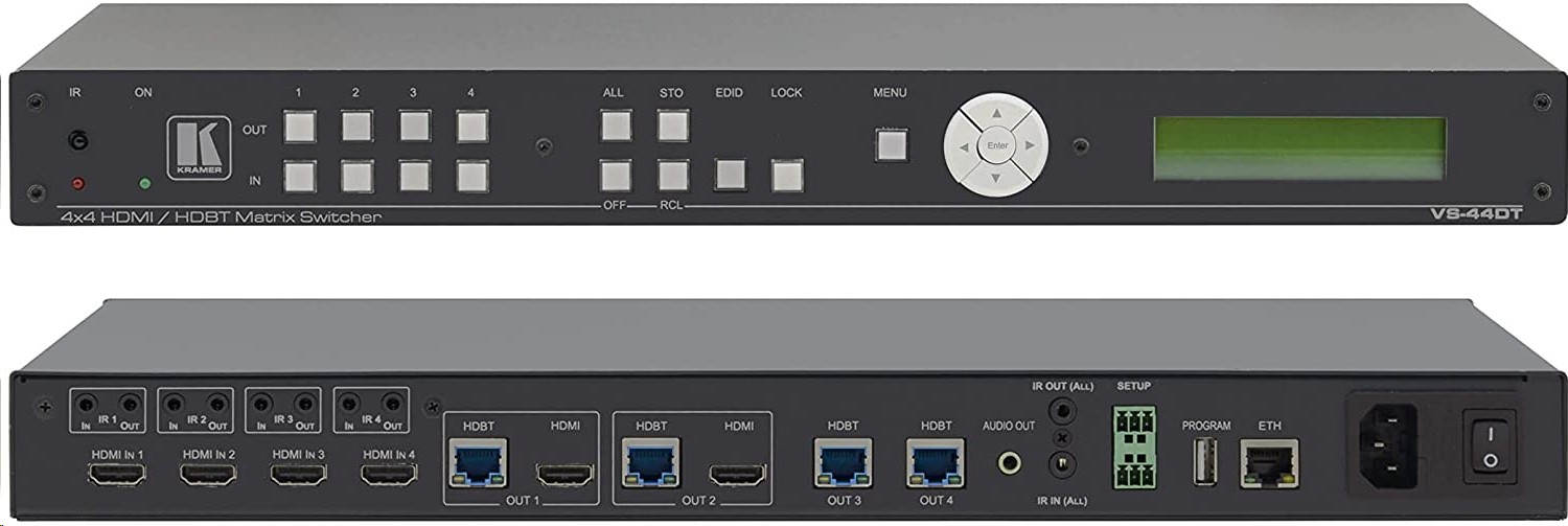 Kramer Electronics 4x4 4K60 4:2:0 HDMI/HDBaseT Extended-Reach Poe Matrix Switcher VS-44DT