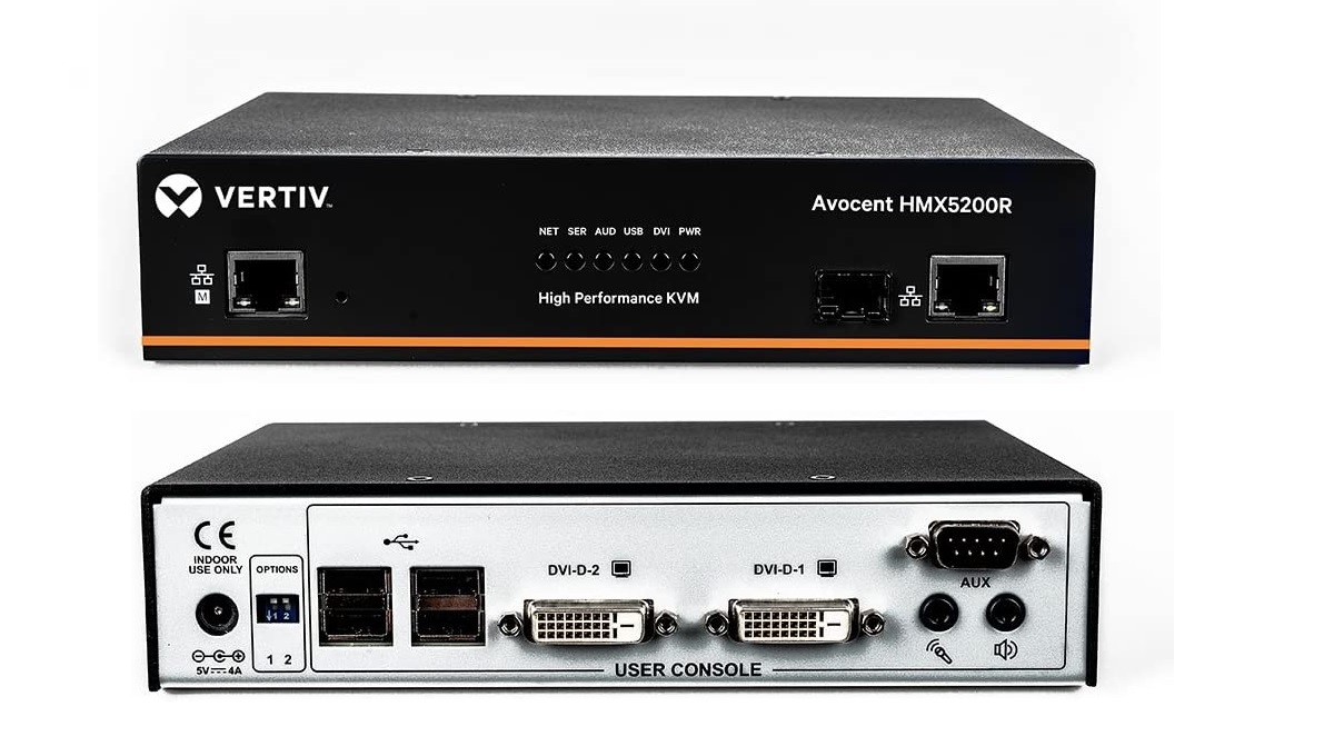 Vertiv Avocent HMX5200R USB 2.0 RX Dual DVI-D Audio SFP IP KVM Receiver HMX5200R-001