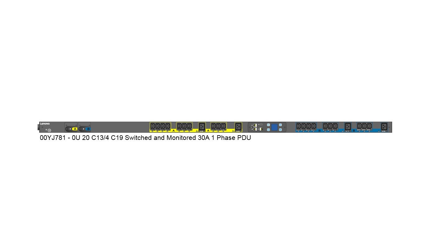 Lenovo 0U 20xC13 4xC19 Switched and Monitored 24A 1 Phase 30A PDU 00YJ781