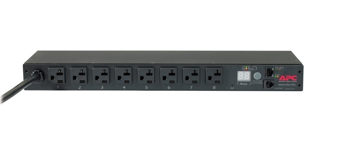 APC Metered Rack PDU 1U Strip With Integrated Cable 120V AP7801B