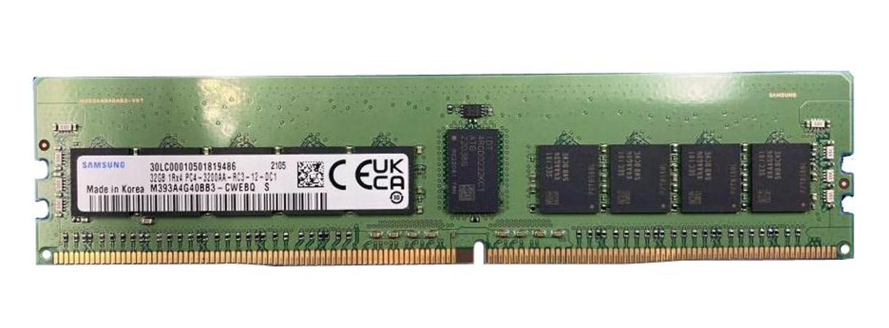 Samsung 32GB PC4-25600 DDR4-3200Mbps 1RX4 Registered Ecc Memory M393A4G40BB3-CWE