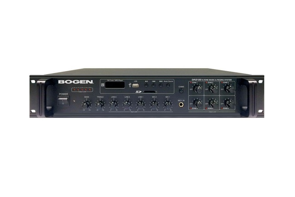 Bogen Communications 6-Zone Music Paging System Amplifier DRZ120