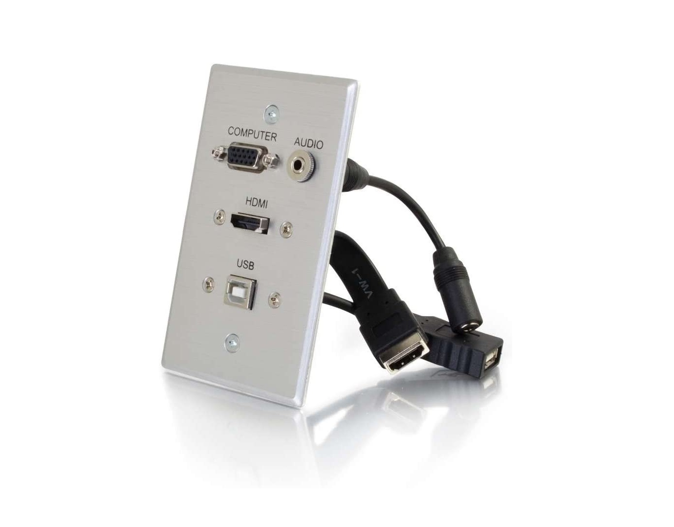 Cables To Go C2G Hdmi Vga 3.5mm Audio Usb Pass Through Single Gang Wall Plate Aluminum 39707