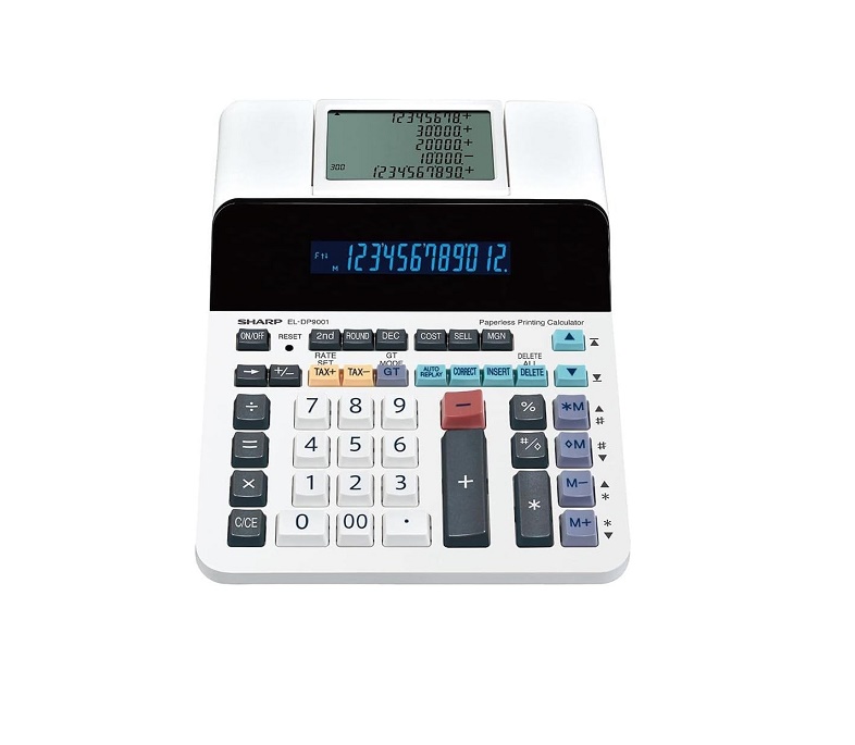 Sharp Paperless Printing Ac 12 Digit Fluorescent Calculator ELDP9001