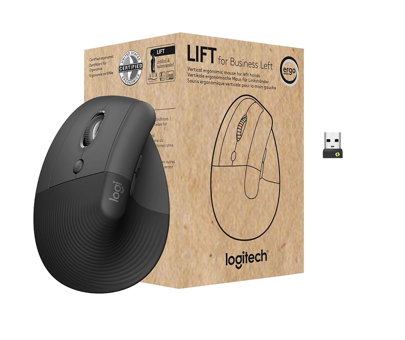 Logitech Lift Wireless Vertical Ergonomic Graphite Mouse 910-006492