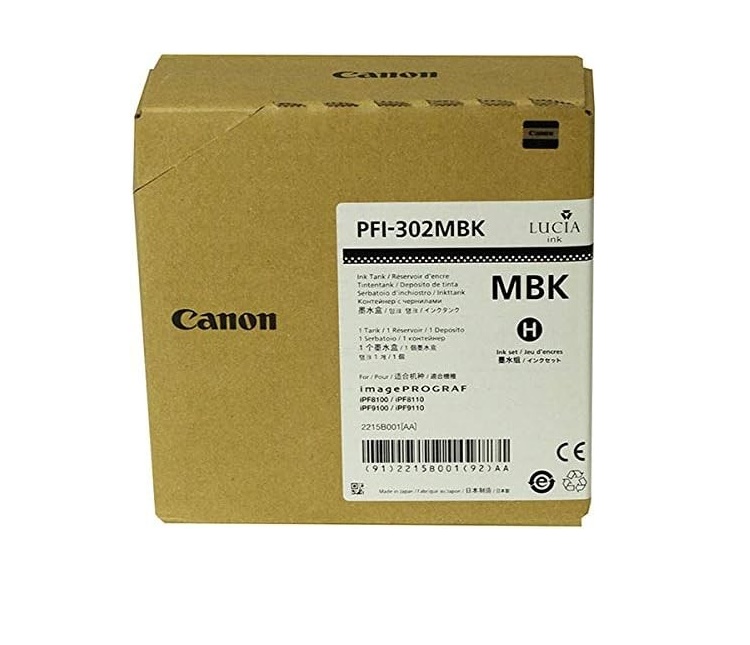 Canon Genuine PFI-302MBK 330ML Black Standard Yield Wide Format Inkjet 2215B001 2215B001AA