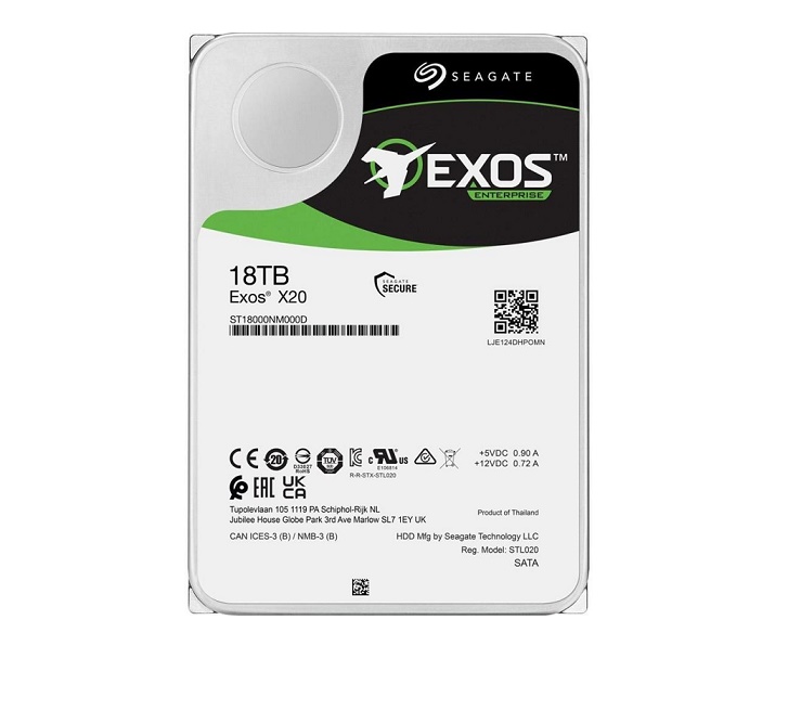 Seagate 18TB Exos X20 Sas 720RPM 12GB/s 3.5 Internal Hard Drive ST18000NM000D
