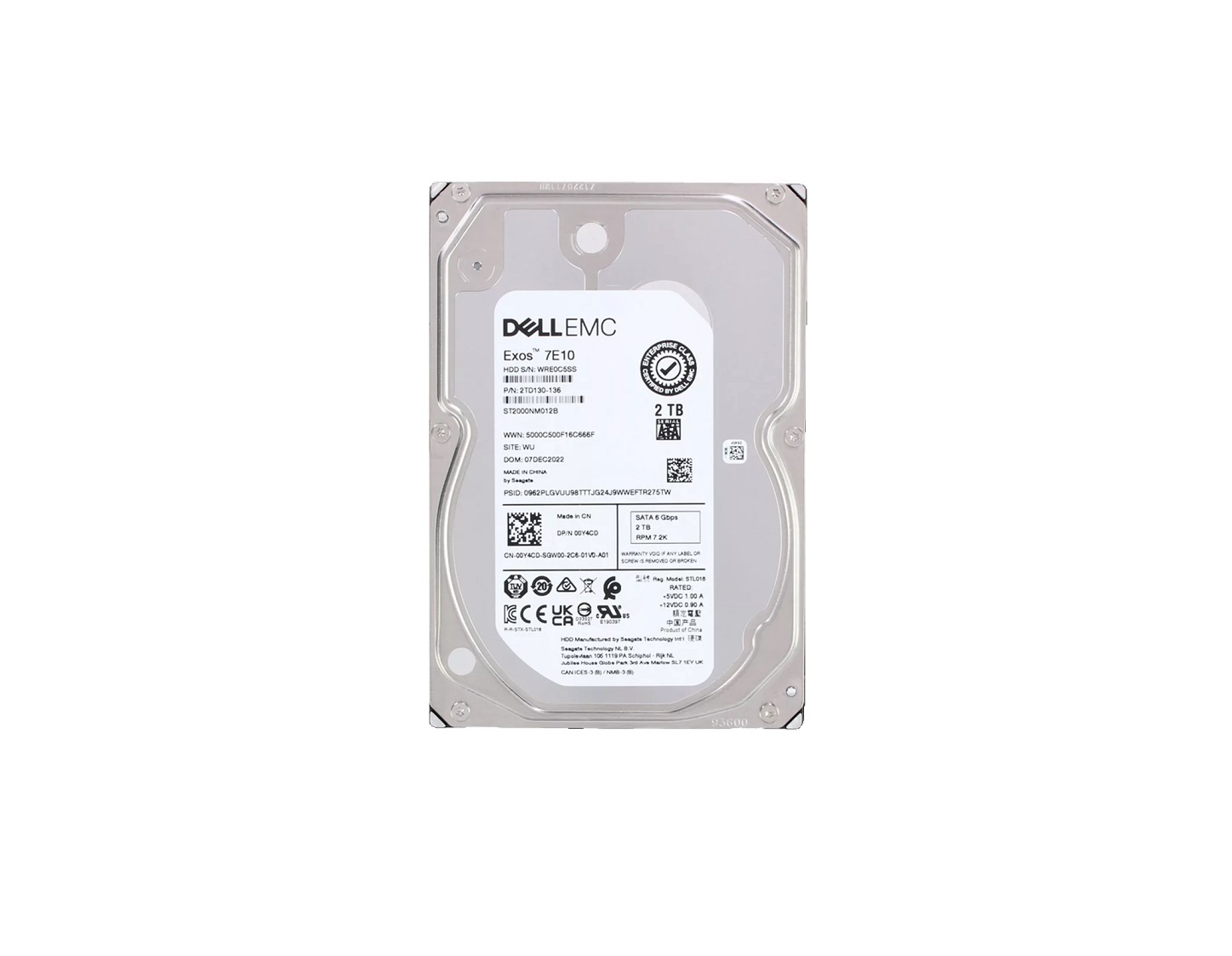 Dell 2TB 7.2K 3.5 Sata 6Gbps 128MB 512n Hard Drive 0Y4CD