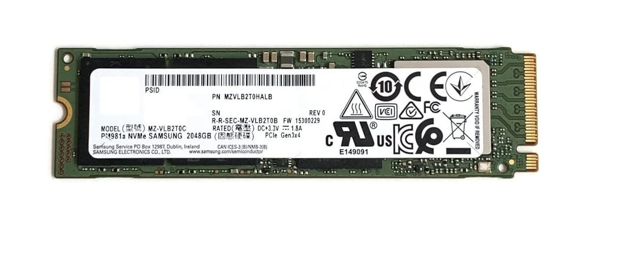 2TB Samsung Lenovo PM981a Nvme M.2 2280 PCI Express 3.0 x4 Internal SSD Drive MZ-VLB2T0B