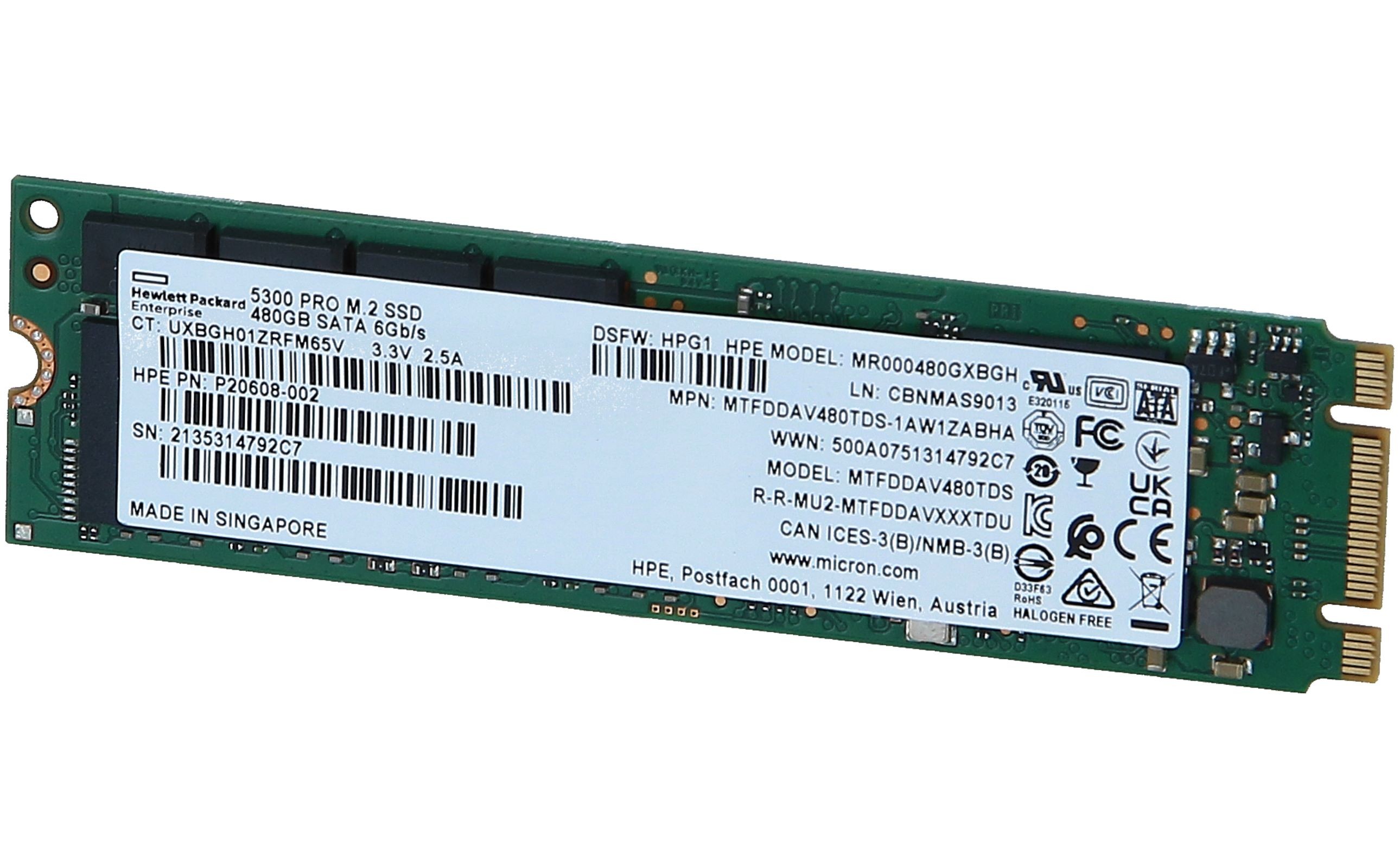 480GB HP M.2 2280 SATA-6Gbps SSD Solid State Drive P47818-B21