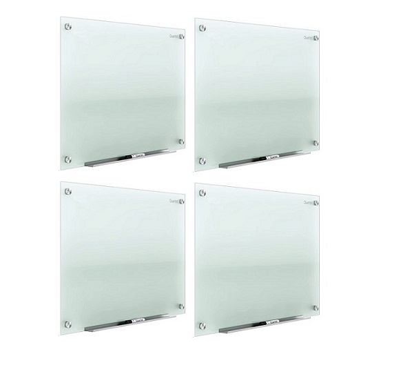 Quatech Quartet 4'x3' Glass Whiteboard Frosted Surface Infinity G4836F 4-Pack G4836F-4-PACK