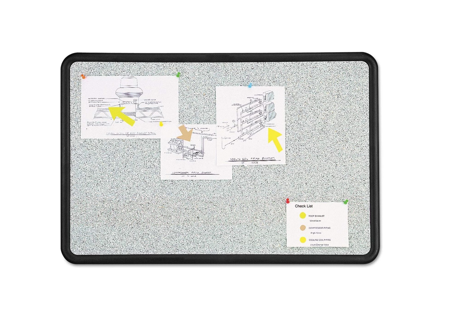 Quartet Contour Granite Gray Tack Board 48x36 Black Plastic Frame 699375