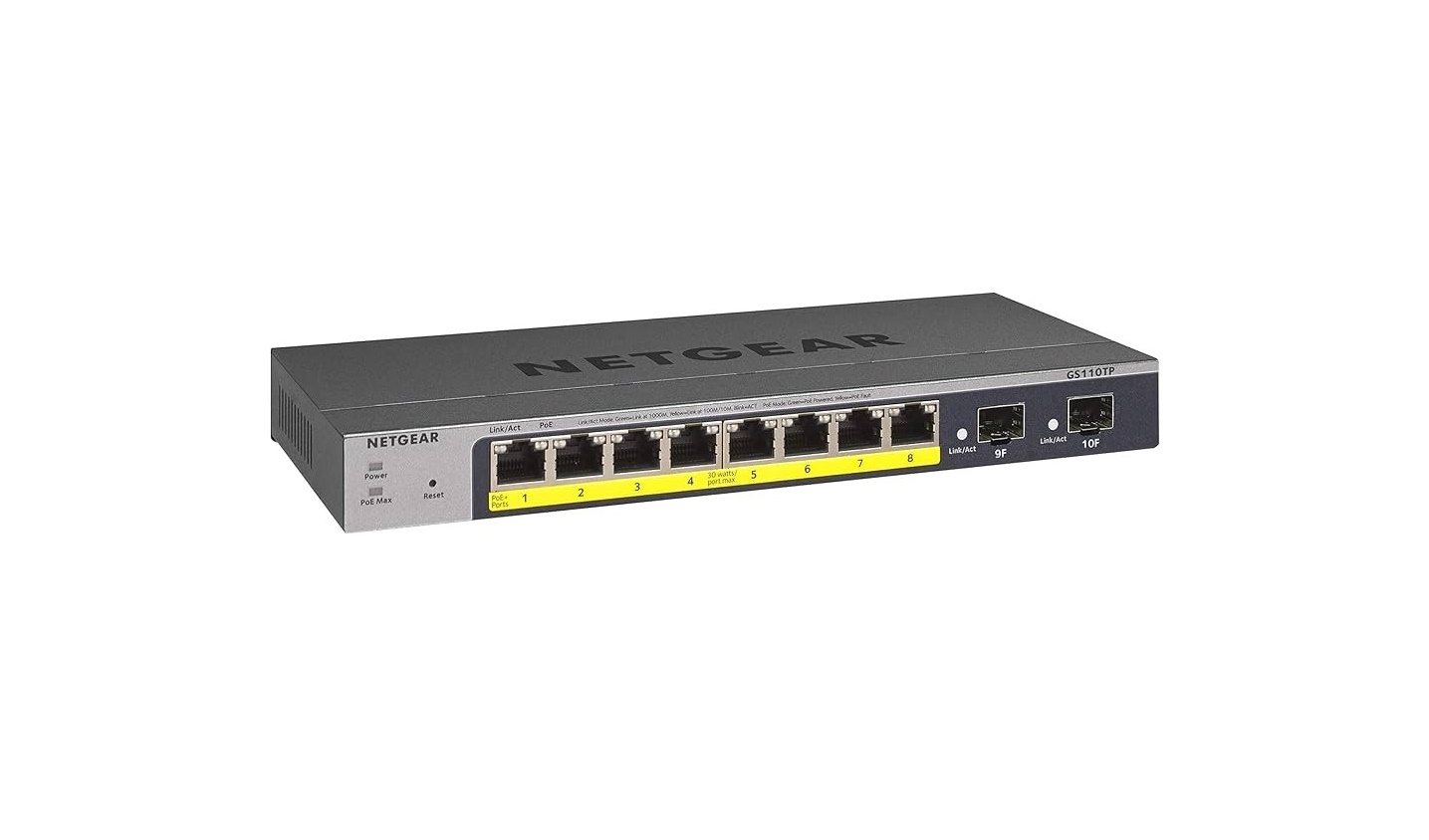 NetGear ProSafe GS110TP 8-Ports GigaBit PoE-Compliant Managed Switch GS110TP-300NAS