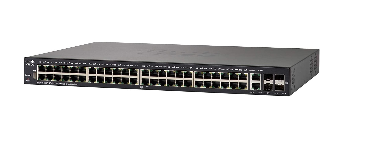 Cisco SF250-48HP 48-Ports + 2x Sfp PoE+ Smart Switch SF250-48HP-K9-NA