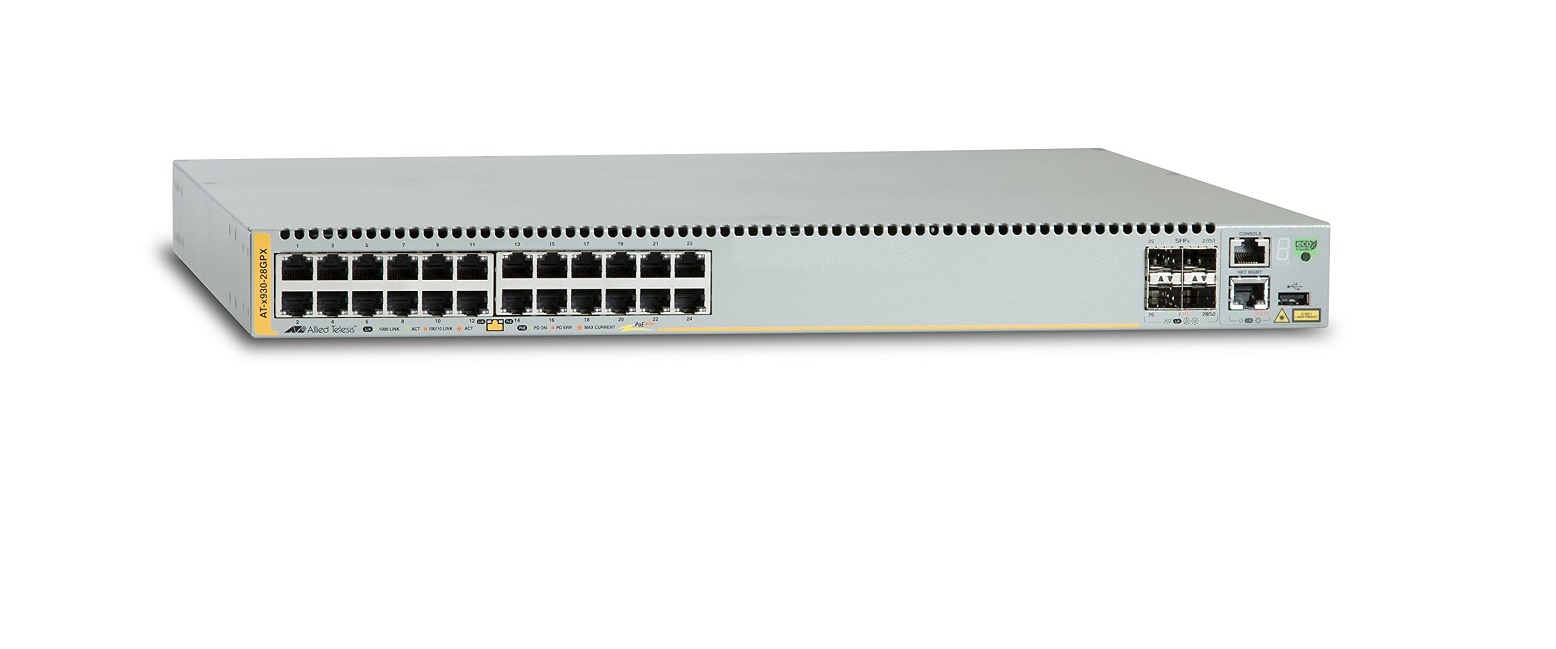 Allied Telesyn Telesys AT-X930-28GPX 24-Ports Gigabit Layer 3 Stackable Switch AT-X930-28GPX-901
