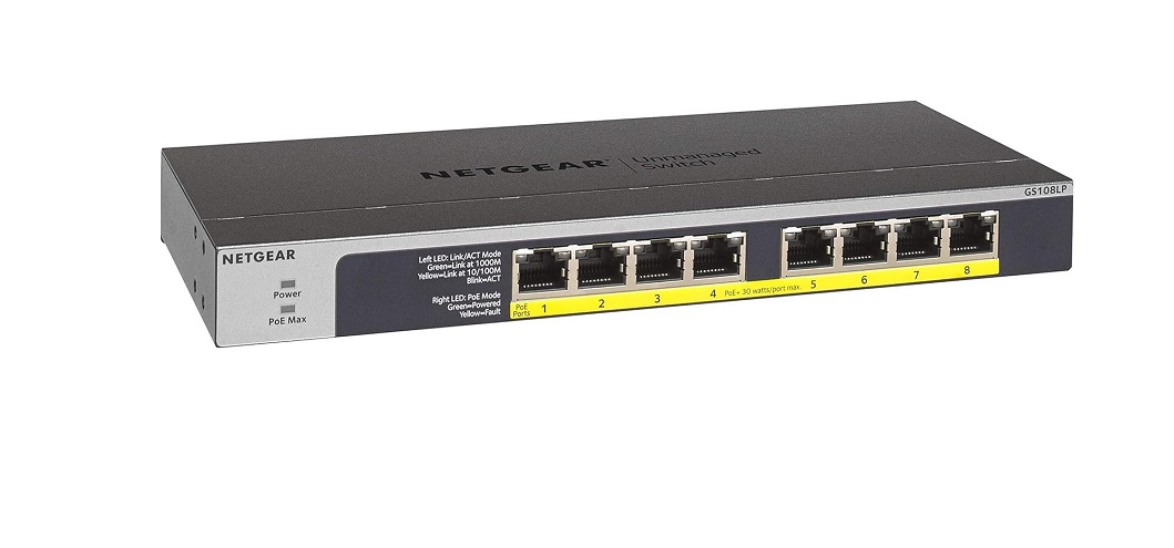Netgear 8-Ports Gigabit Ethernet Poe Switch (GS108LP) GS108LP-100NAS