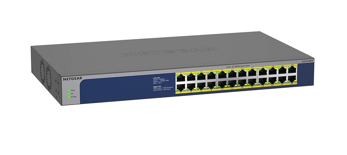 Netgear GS524PP 24-Ports Gigabit Ethernet Poe Unmanaged Switch GS524PP-100NAS