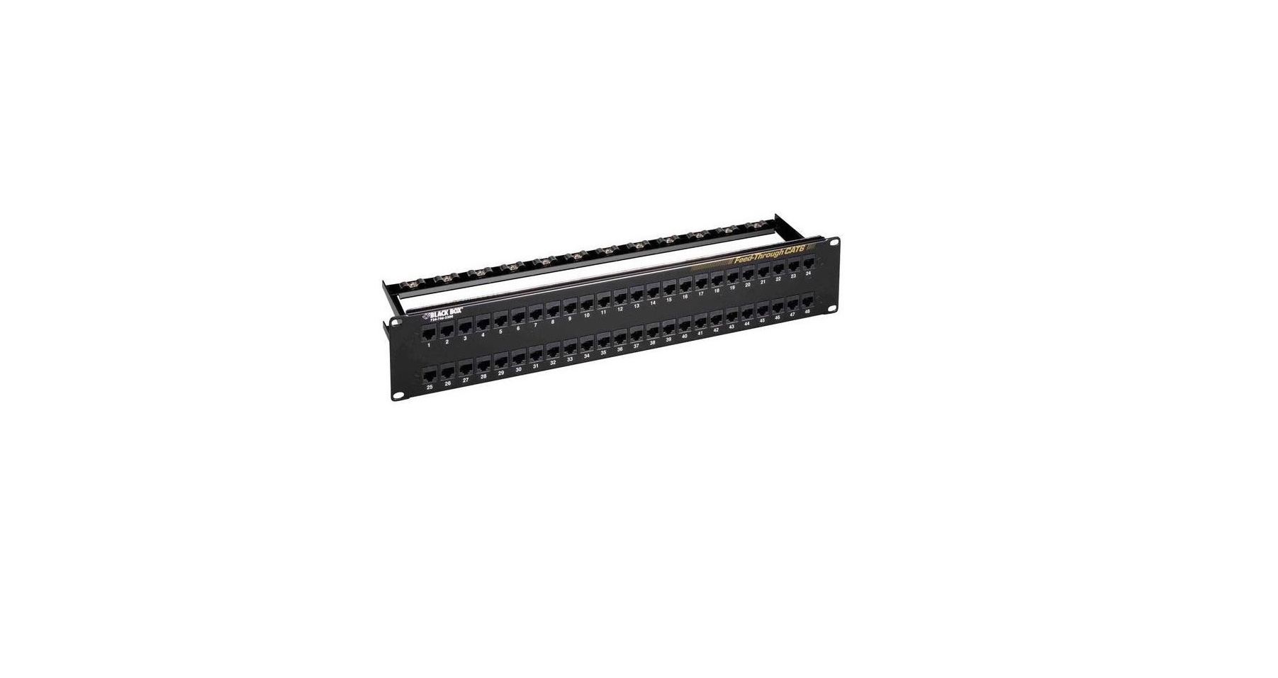 Black Box CAT6 Feed-Through Patch Panel Unshielded 48-Ports JPM820A