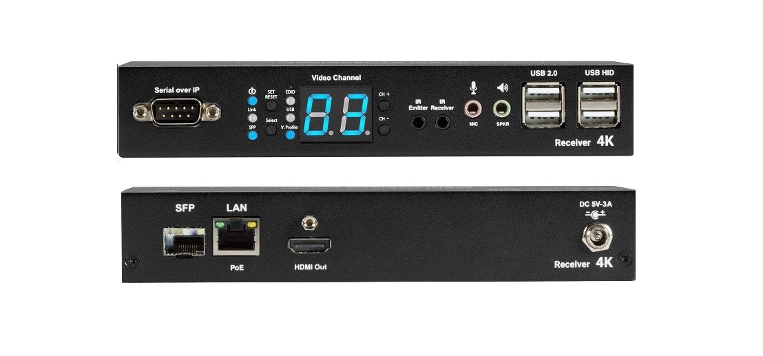 Black Box Mediacento Ipx 4K HDMI Usb Serial Ir Audio Receiver VX-HDMI-4KIP-RX