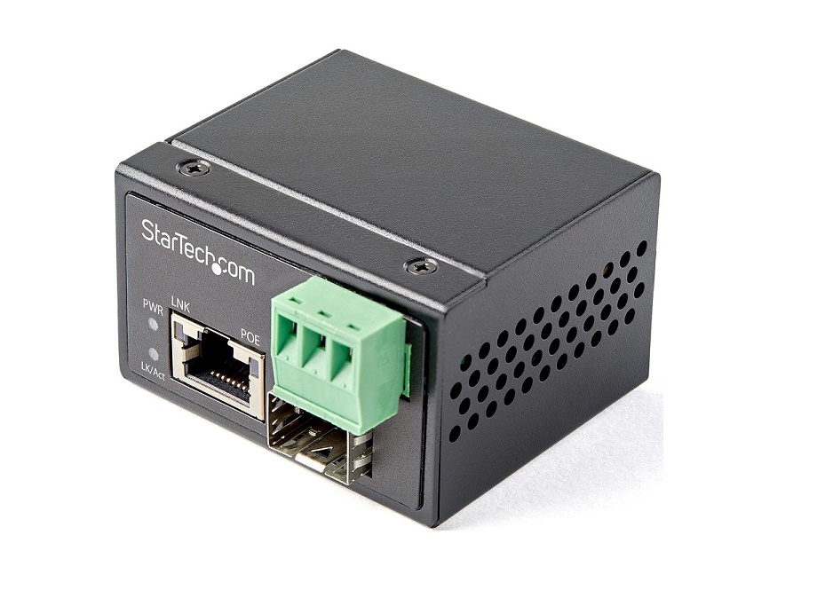 StarTech.com PoE+ Industrial Fiber To Ethernet Converter IMC1GSFP30W