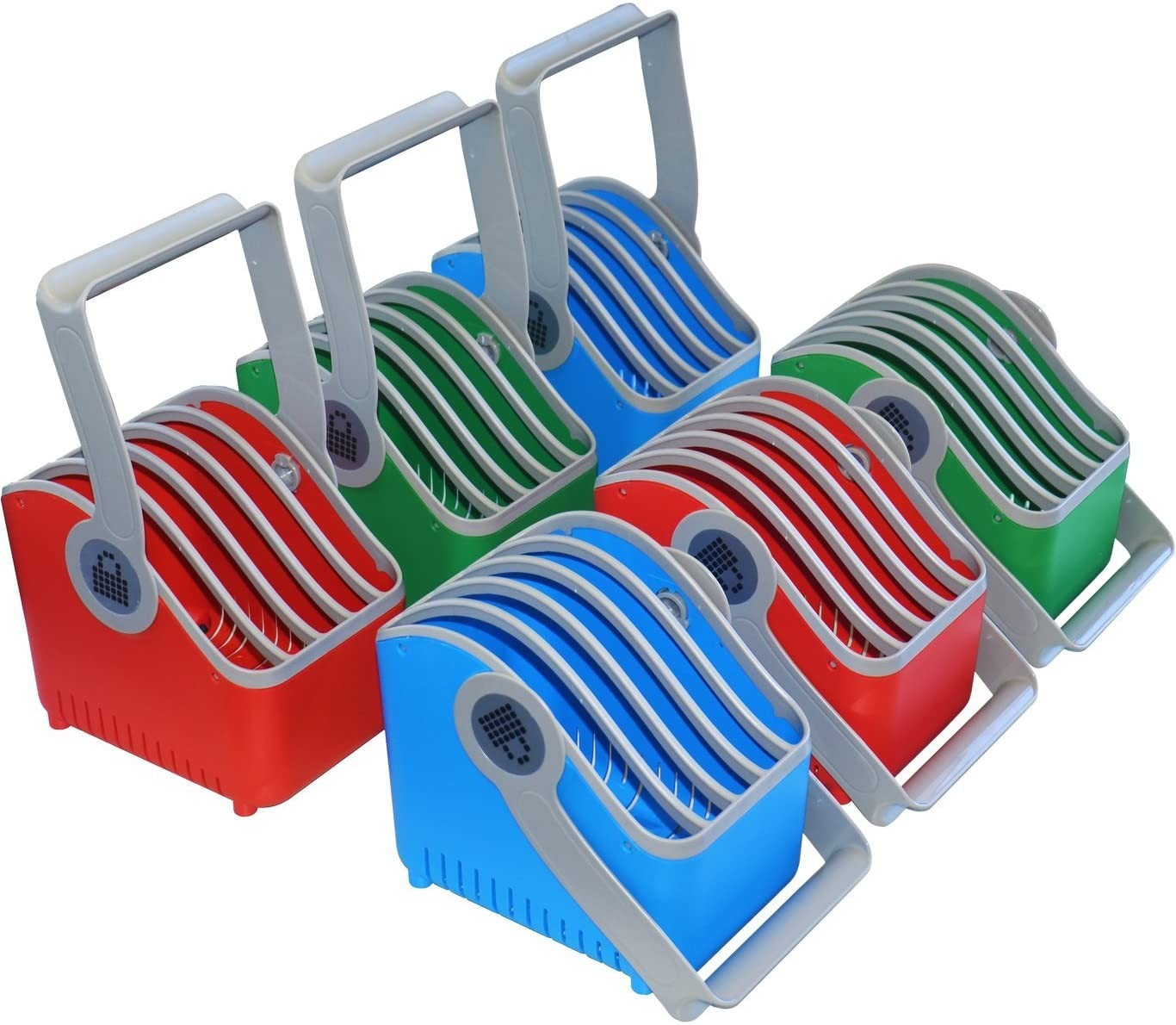 Lockncharge 10018 Small 5-Slot Plastic Device Basket Blue/Green/Red Pack Of 6