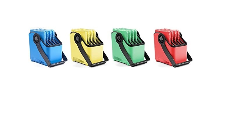 Lockncharge LNC7056 Small 5-Slot For 5 Devices Plastic Device Blue/Green/Red/Yellow Basket 4-Pack
