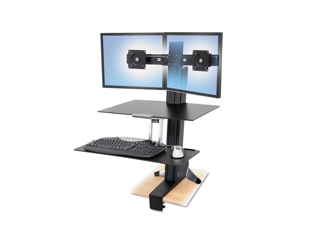 Ergotron WorkFit-S Dual Monitor Sit-Stand Workstation With Worksurface+ 33-349-200