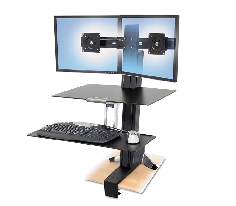 Ergotron WorkFit-S Dual Monitor Sit-Stand Workstation With Worksurface+ 33-349-200 (New Unused)