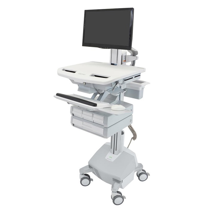 Ergotron Styleview Cart With Lcd Pivot Life Powered 4 Drawers SV44-1342-1
