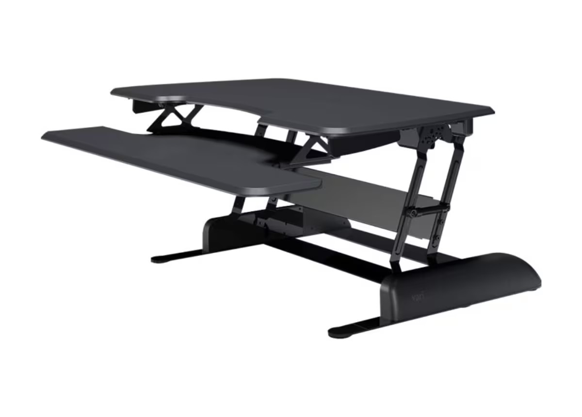 Varidesk Essential 36 Standing Desk Converter Rectangular With Contoured Side Black 401624