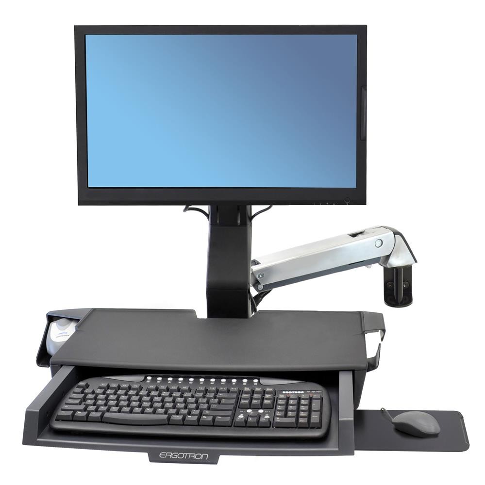 Ergotron Styleview Sit-Stand Combo Arm With Worksurface Aluminum 45-260-026