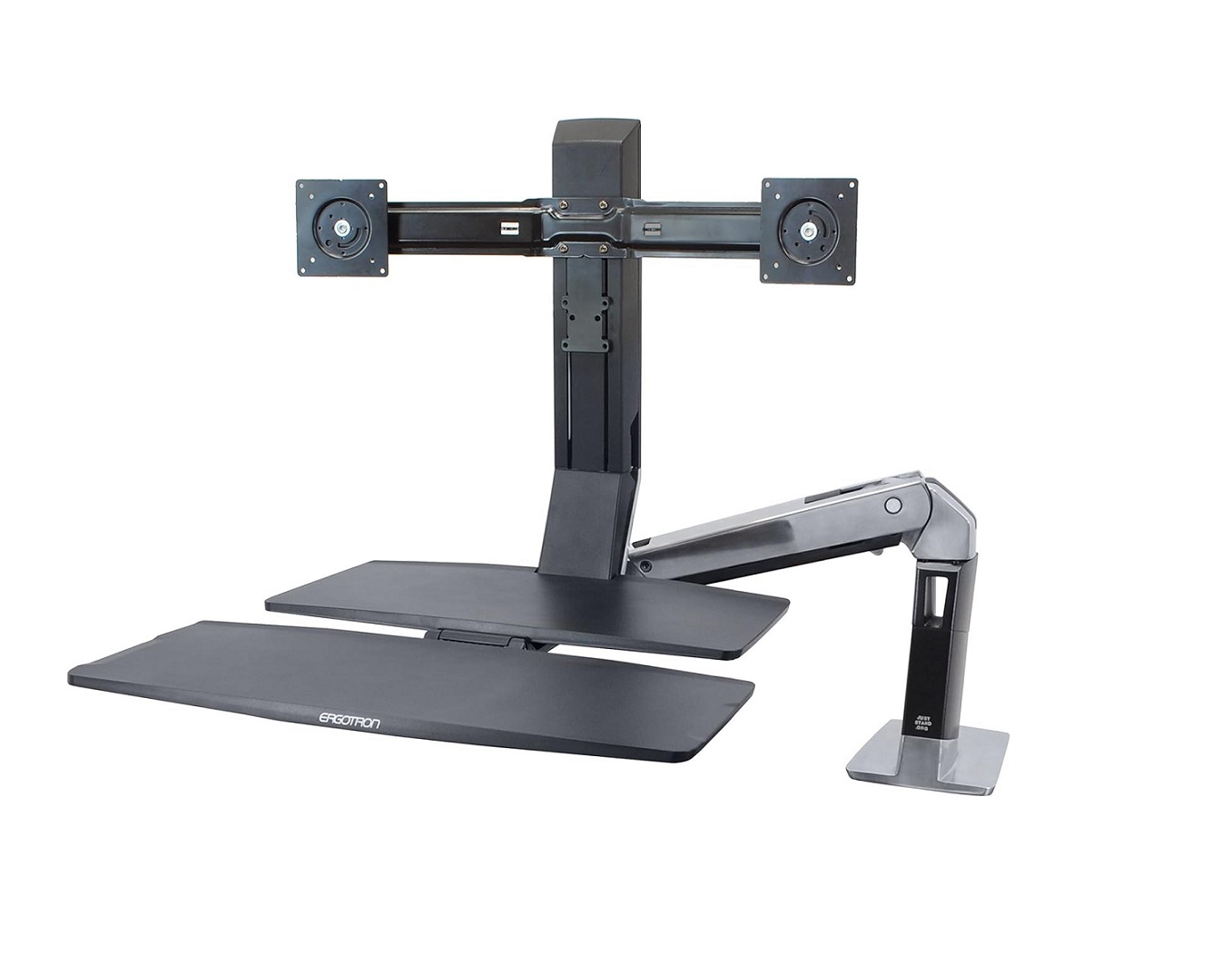 Ergotron WorkFit-A Dual Monitor 24 Sit-Stand With Worksurface Aluminum Polished 24-316-026