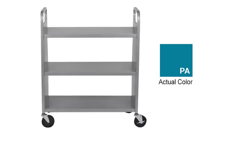 Bretford Double-Sided Booktruck 3-Flat Shelves Pacific Blue F336-PA5