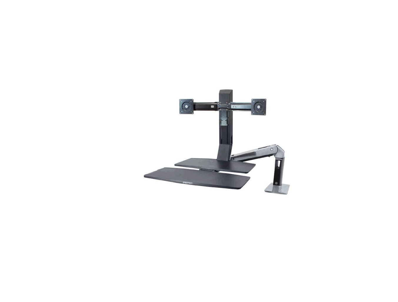 Ergotron WorkFit-A Dual Monitor 24 Sit-Stand With Worksurface Aluminum Polished 24-316-026 (New Unused)